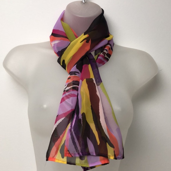 Bright Cheerful Abstract Oblong Scarf VTG - Picture 3 of 12